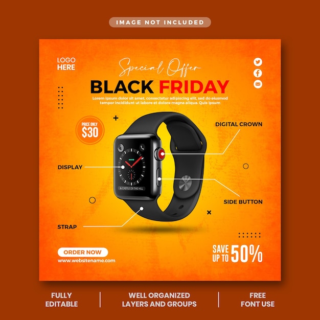 Black friday super sale social media postsjabloon