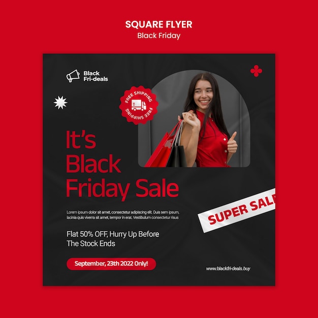 PSD black friday super sale square flyer