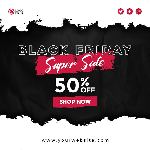 PSD black friday super sale square post social media template banner design