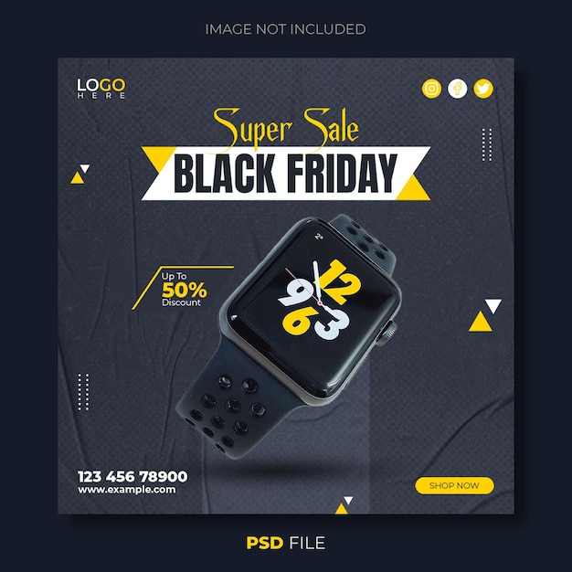 Black Friday Super sale trendy social media banner sjabloon