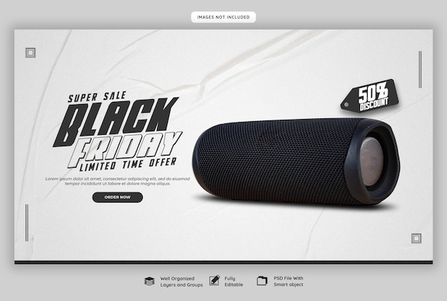 Black friday super sale web banner template