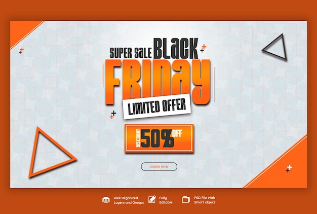 PSD black friday super sale web banner template