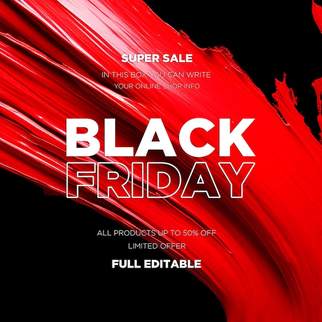 Black friday super sale with red paint splash background