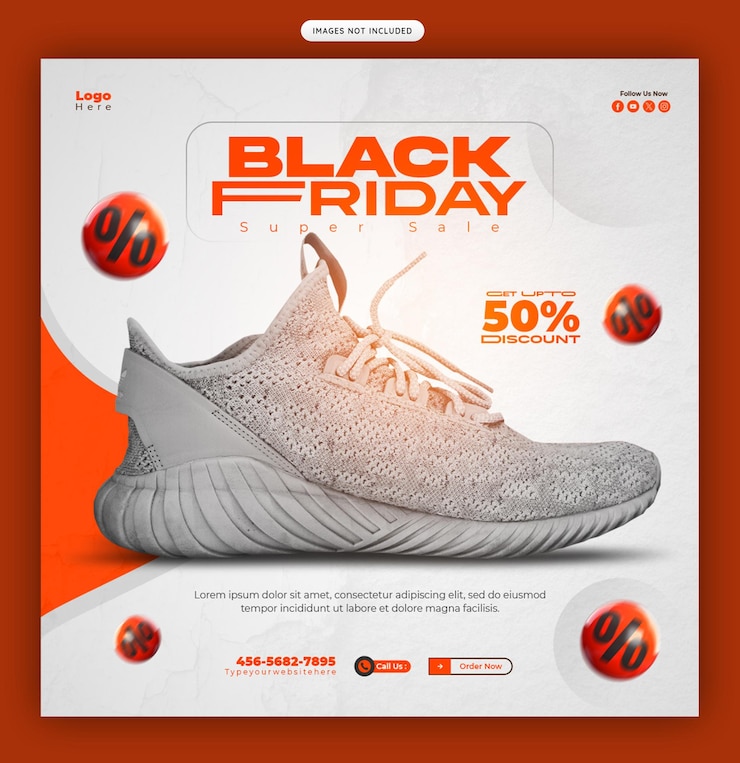 Black Friday super sprzedaż banner mediów społecznościowych lub szablon postów na Instagramie