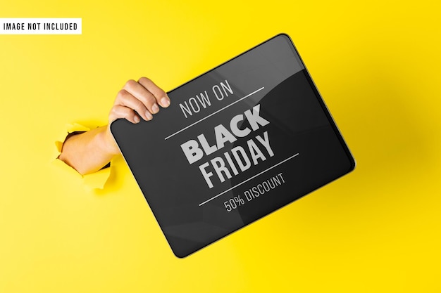 Mockup dello schermo del tablet del black friday