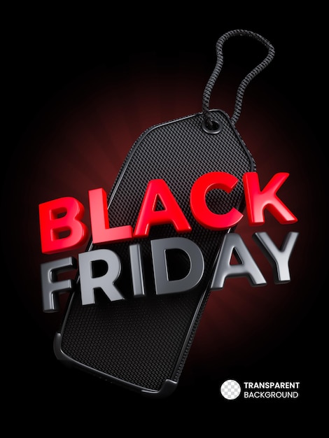 Black friday tag icon isolated 3d render illustration