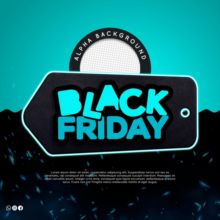 BLACK FRIDAY TAG NEON BLAUW LOGO VOOR NOVEMBER RETAIL CAMPAGNE
