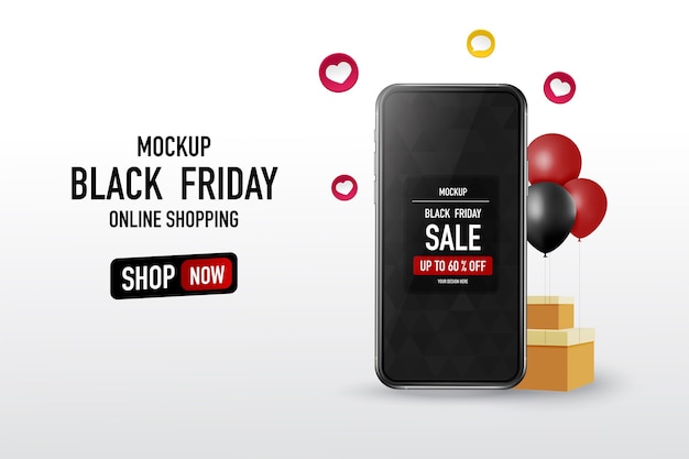 Black friday-tekst met mock-up smartphone