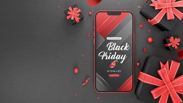 PSD black friday telefoonscherm mockup