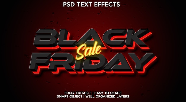 PSD modello di effetto testo del black friday