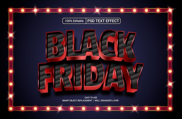 PSD black friday text effect with bold editable style