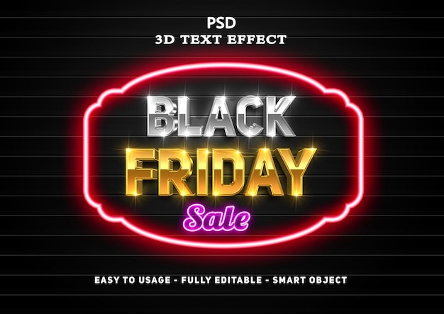 PSD effetto di testo del black friday