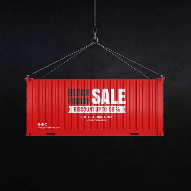 Long Shipping Containers PSD Mockup, Front View – Original Mockups