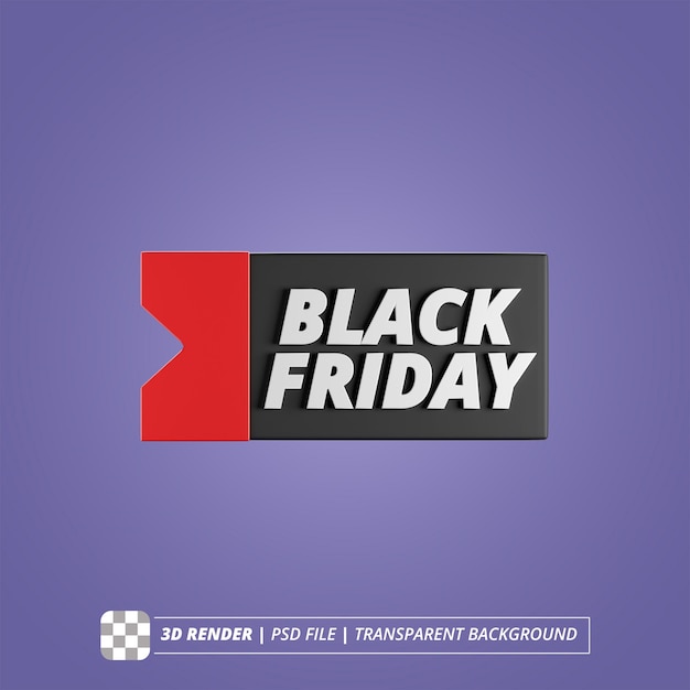 Black friday ticket 3d render isolated images