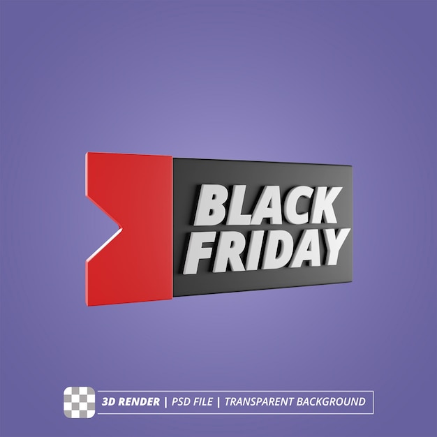 PSD black friday ticket 3d render isolated images
