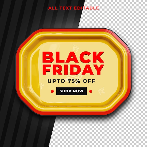 Black friday fino al 75% di sconto sul testo modificabile psd