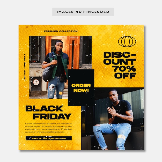 PSD black friday urban fashion social media post template