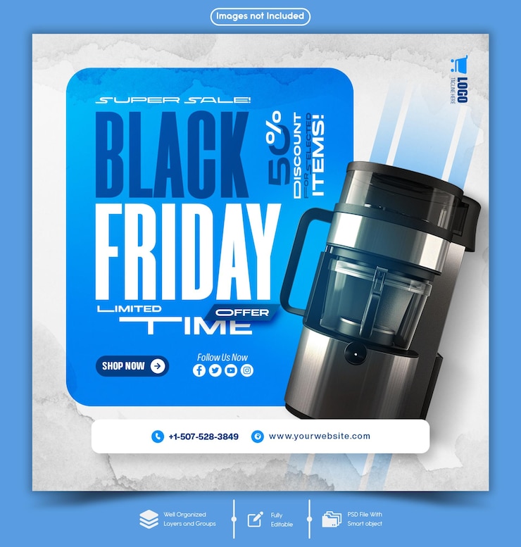PSD black friday verkoop sociale media post sjabloon