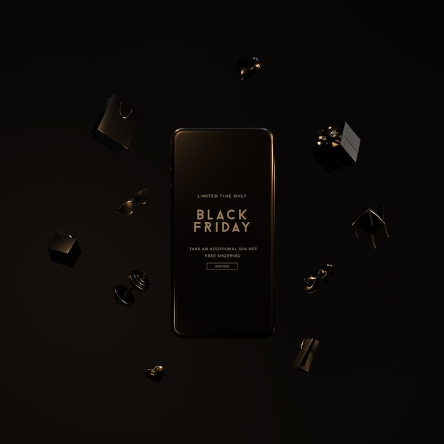 Black friday-verkoopmodel in 3d-rendering