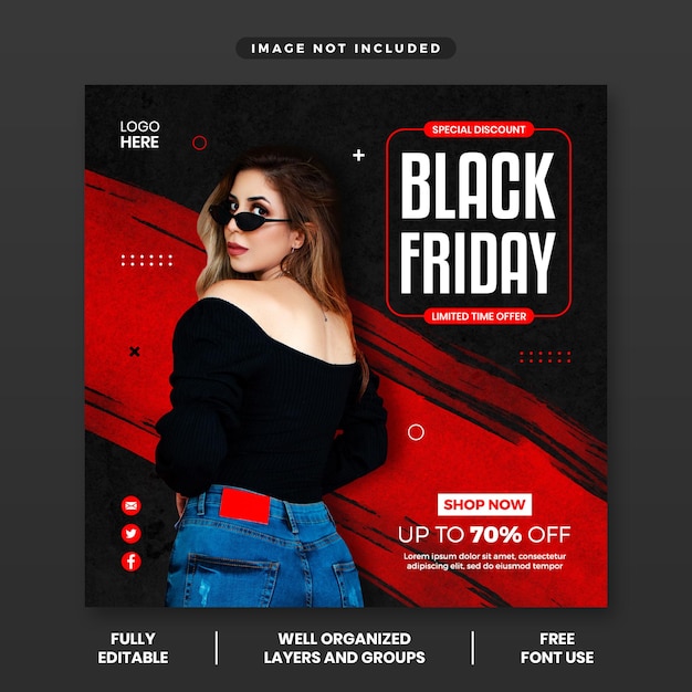 Black friday-verkooppromotie instagram-sjabloon voor sociale media-banner