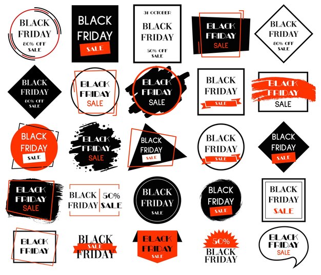 PSD black friday-verkoopstickers instellen