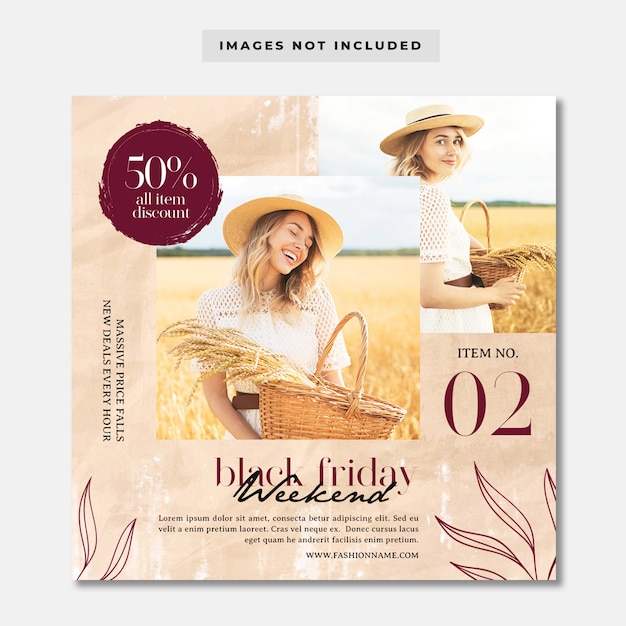 PSD black friday vintage fashion sale instagram post template