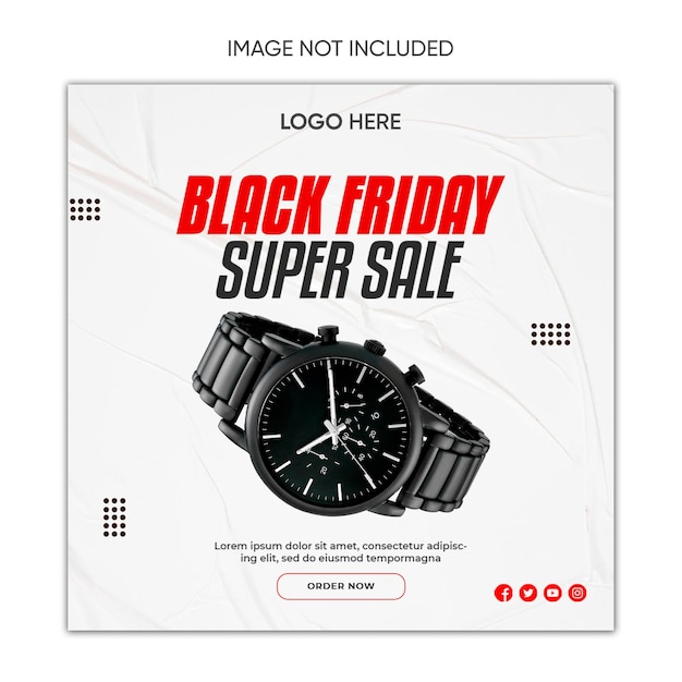 PSD black friday watch sale social media design