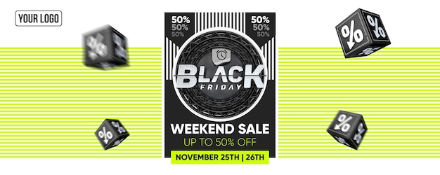 Black friday weekend sale social media banner template