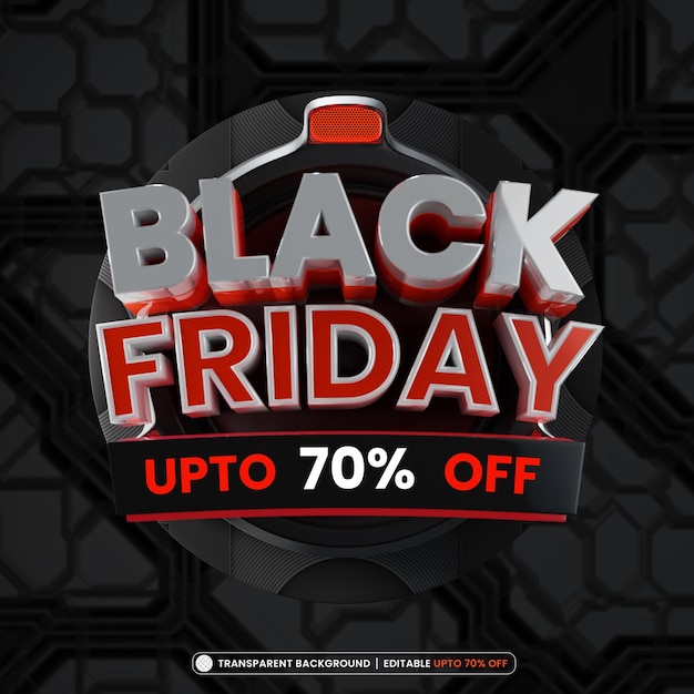 PSD black friday with editable offer text 3d render