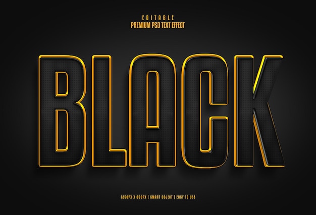 Black fully editable premium psd text effect