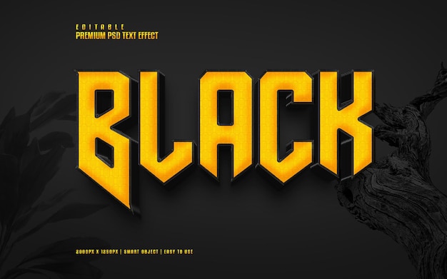 Black fully editable premium psd text effect