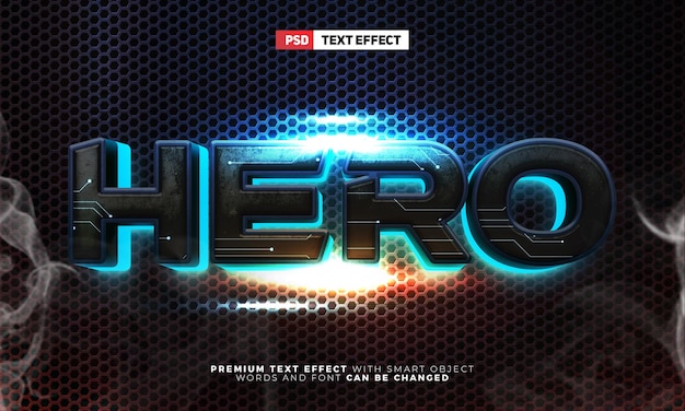 Black future andorid hero tech robot glow 3d editable text effect style