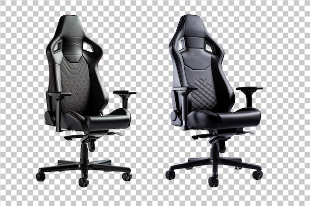 Black gaming chair isolated on transparent background