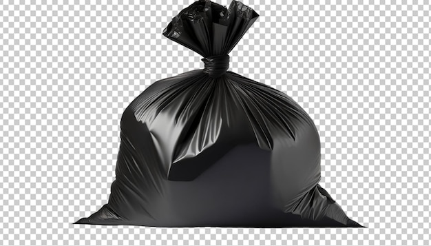 PSD black garbage bag isolated on transparent background