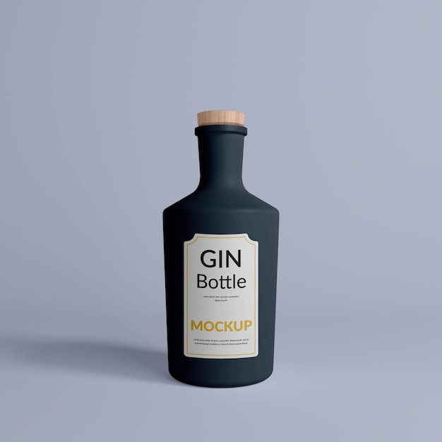 Bottiglia di black gin mockup premium psd