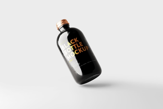 Black Glass Bottle Mockup