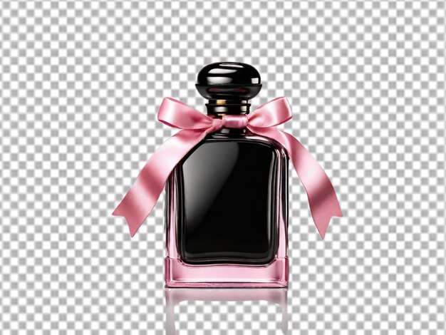 Black glass perfume bottle isolated on transparent background