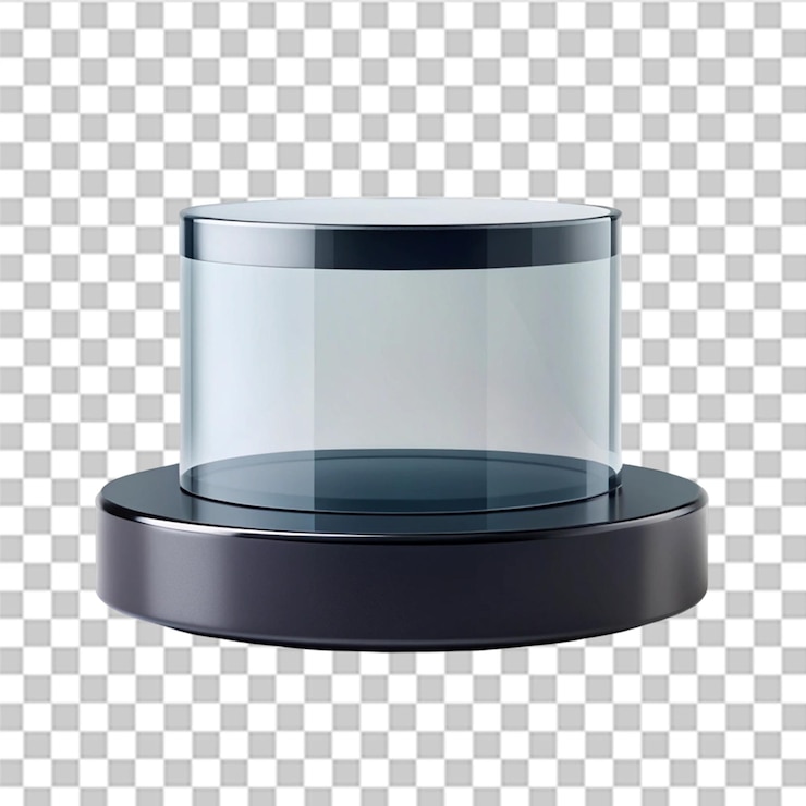 PSD black and glass premium product photography platform mockup isolated on transparent background
