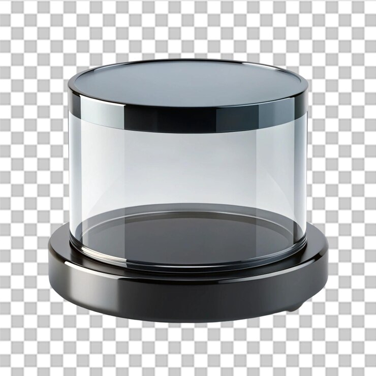 PSD black and glass product photography platform mockup isolated on transparent background