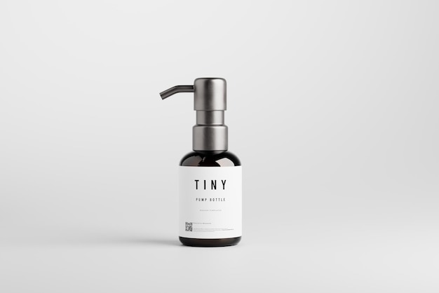 PSD black glass tiny pump bottle mockup