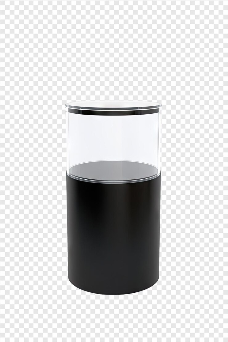 PSD a black glass with a black liquid in it and a black container with a glass of black liquid