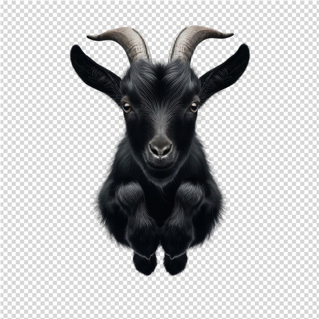 PSD a black goat with horns is shown on a transparent background