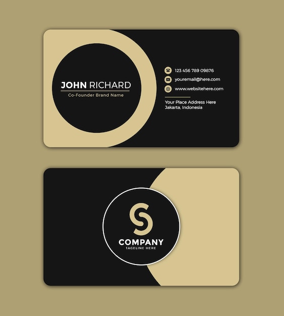 PSD black gold business card template