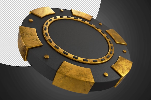 PSD black and gold casino game chip 3d