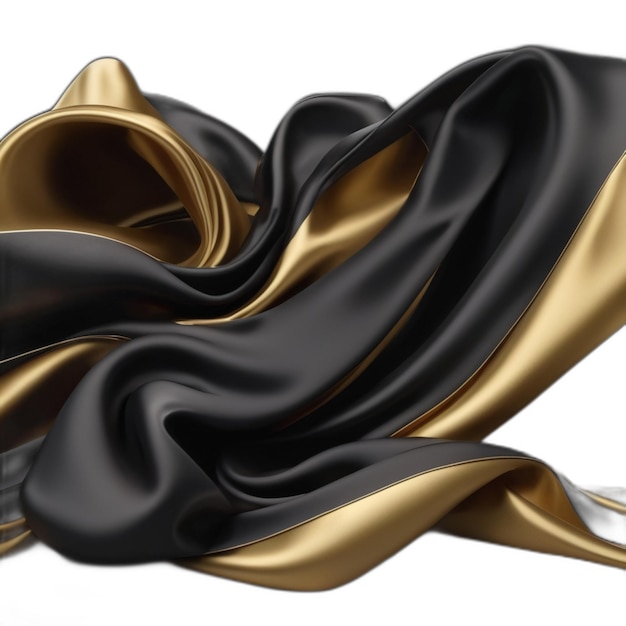 Black and gold cloth PSD on a white background