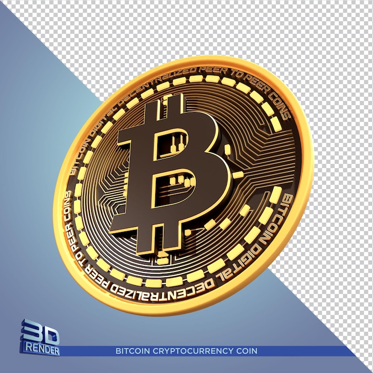 PSD black gold coin bitcoin cryptocurrency 3d-rendering geïsoleerd