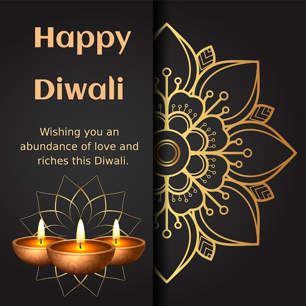 Black and Gold Diwali Greetings Instagram Post