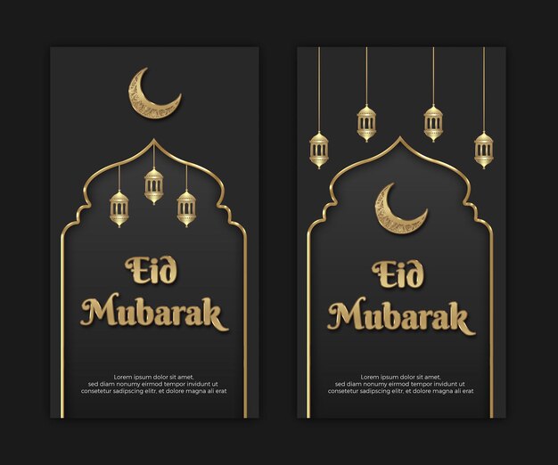 Black gold eid mubarak instagram story post effetto dorato