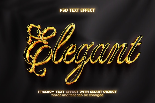 PSD black gold elegant 3d editable text effect style mock up