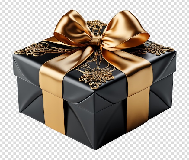 PSD modello di decorazione di elementi di scatola regalo in oro nero con design lussuoso ed elegante